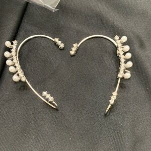 Elegant Silver and Pearl Ear Cuffs